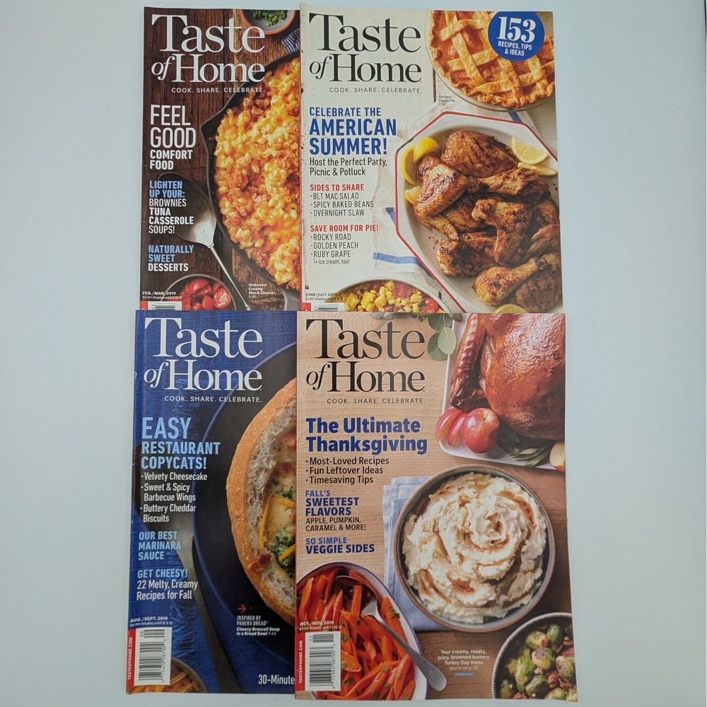Taste of Home Magazine 2019 Lot of 4 Seasonal Recipes Cooking Tips Foodie Decor